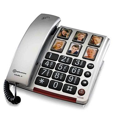 NRS Healthcare Amplicomms BigTel Number 40 Plus Photo Buttons Amplified Corded Telephone