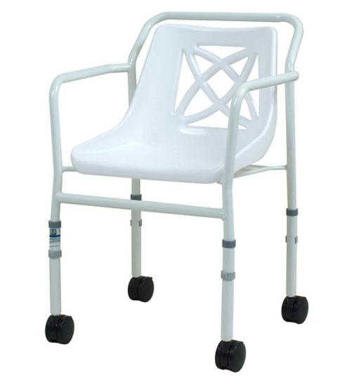 NRS Healthcare Height Adjustable Economy Mobile Shower Chair