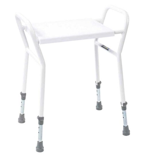 NRS Healthcare Height Adjustable Shower Stool with Handles, White