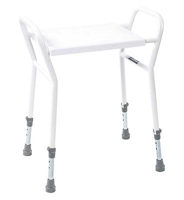 NRS Healthcare Height Adjustable Shower Stool with Handles, White