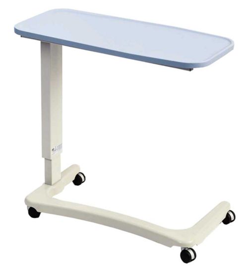 NRS Healthcare EasyLift Overbed / Over Chair Table, Height Adjustable Curved Wheelchair Base