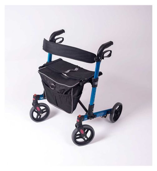 NRS Healthcare Compact Easy Folding Rollator, Electric Blue