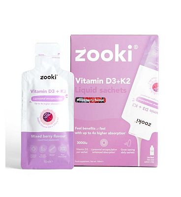 Click to view product details and reviews for Zooki Liposomal Vitamin D3 K2 3 000iu Mixed Berry Flavour 14x10ml Liquid Sachets.