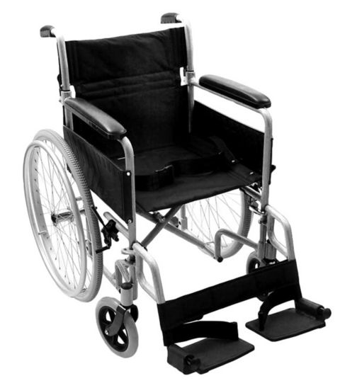 NRS Healthcare Transit-Lite Lightweight Foldable Self Propelled Travel Wheelchair, Grey