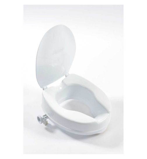 NRS Healthcare Linton Plus Raised Toilet Seat with Lid, White, 100 mm (4 inches)