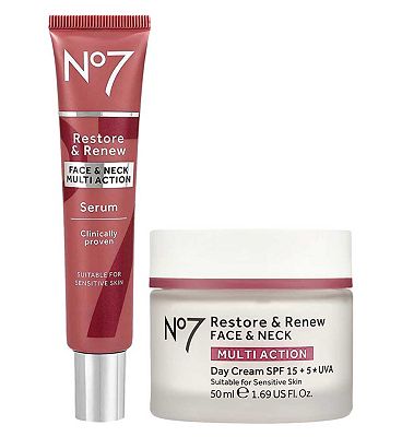 No7 Restore & Renew MULTI ACTION Day Cream & Serum Bundle