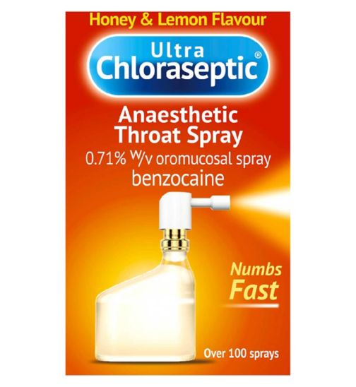 Honey & Lemon Flavour Ultra Chloraseptic Anaesthetic Throat Spray 0.71% w/v Oromucosal Spray (Benzocaine) - 15ml