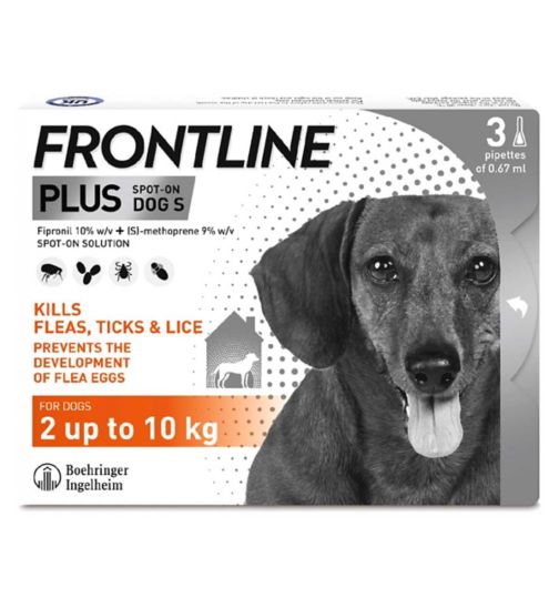 Frontline Plus Spot-On Small Dog 2-10kg - 3 x 0.67ml Pipettes