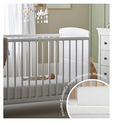 CuddleCo Juliet Cot Bed and Lullaby Foam Mattress White