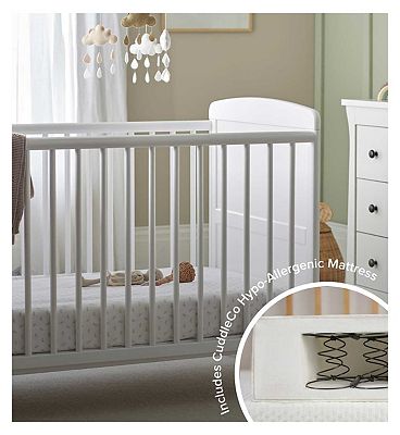 CuddleCo Juliet Cot Bed and Harmony Sprung Mattress White