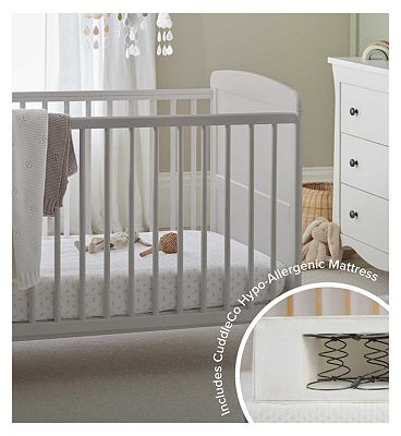 CuddleCo Juliet Cot Bed and Harmony Sprung Mattress Dove Grey