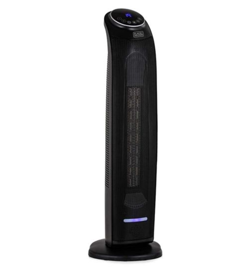 Black & Decker 2.2KW Digital Oscillating Ceramic Tower Fan Heater with Remote Control - Black