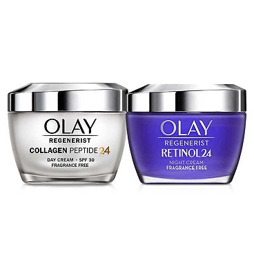 Olay Day & Dream with Collagen Peptide24 Day Moisturiser & Retinol24 Night Moisturiser Bundle