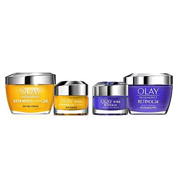 Olay Golden Hour Glow with Vitamin C + AHA24 Day Moisturiser + Vitamin B3 Eye Cream & Retinol24 Nigh