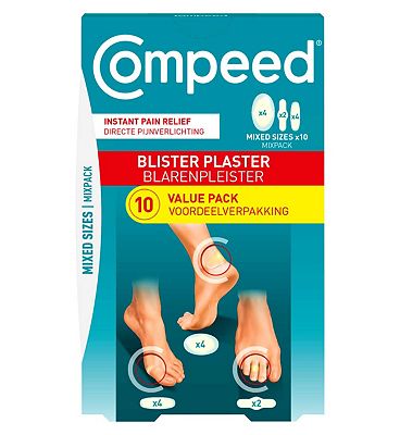 Click to view product details and reviews for Compeed 10 Mixed Hydrocolloid Blister Plasters For Feet Waterproof Deep Cushioned Plasters For Comfort.