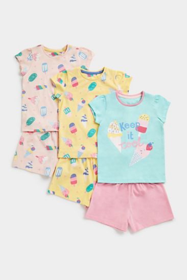Mothercare Ice Cream Shortie Pyjamas - 3 Pack