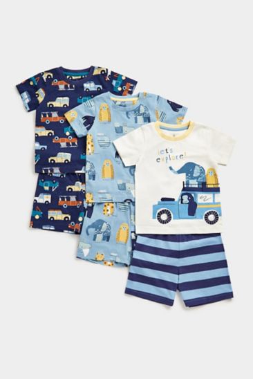 Mothercare Safari Shortie Pyjamas - 3 Pack