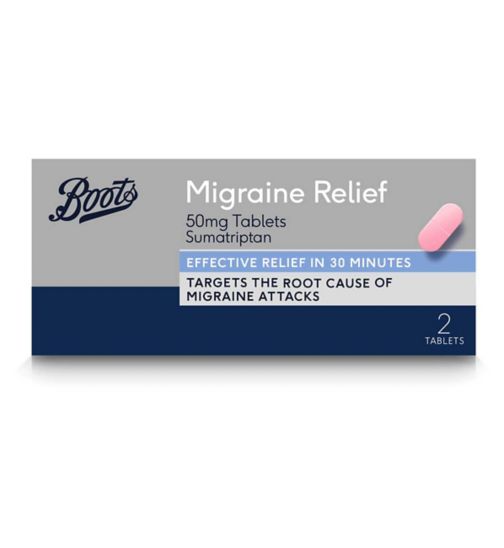 Boots Migraine Relief 50mg Tablets Sumatriptan - 2 Tablets
