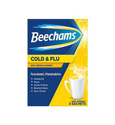 Beechams Cold & Flu Hot Lemon & Honey - 5 Sachets