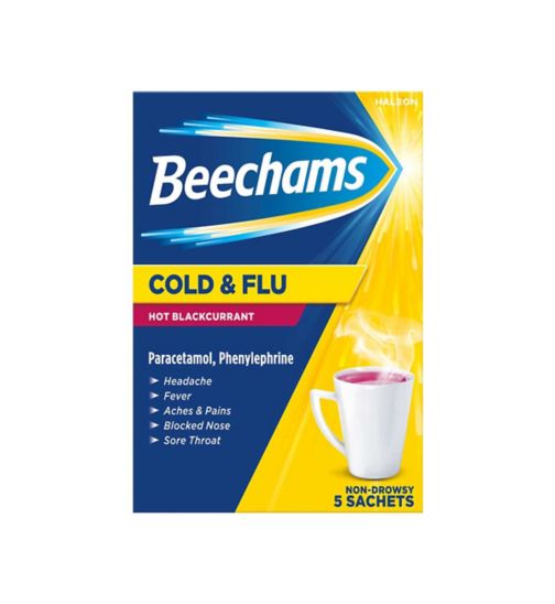 Beechams Cold & Flu Hot Blackcurrant - 5 Sachets