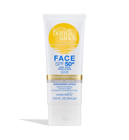 Bondi Sands SPF 50+ Fragrance Free Matte Tinted Face Lotion Tube 75mf