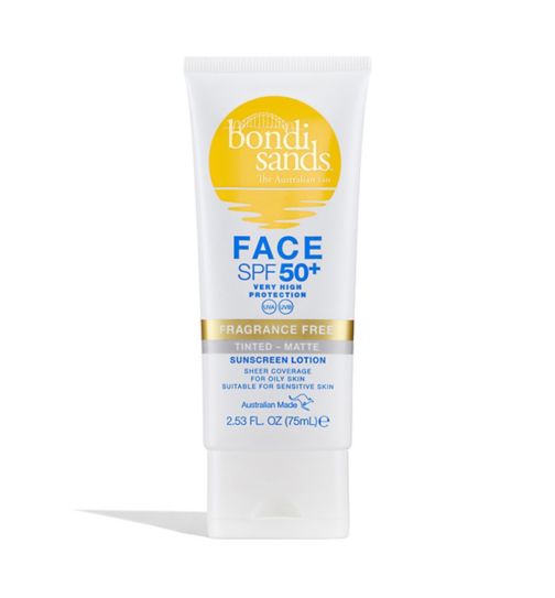 Bondi Sands SPF 50+ Fragrance Free Matte Tinted Face Lotion Tube 75mf