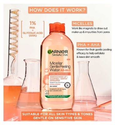 Garnier Micellar Gentle Peeling Water All-in-1 1% PHA & Glycolic Acid, Cleanse, Exfoliate & Glow 400ml (3)