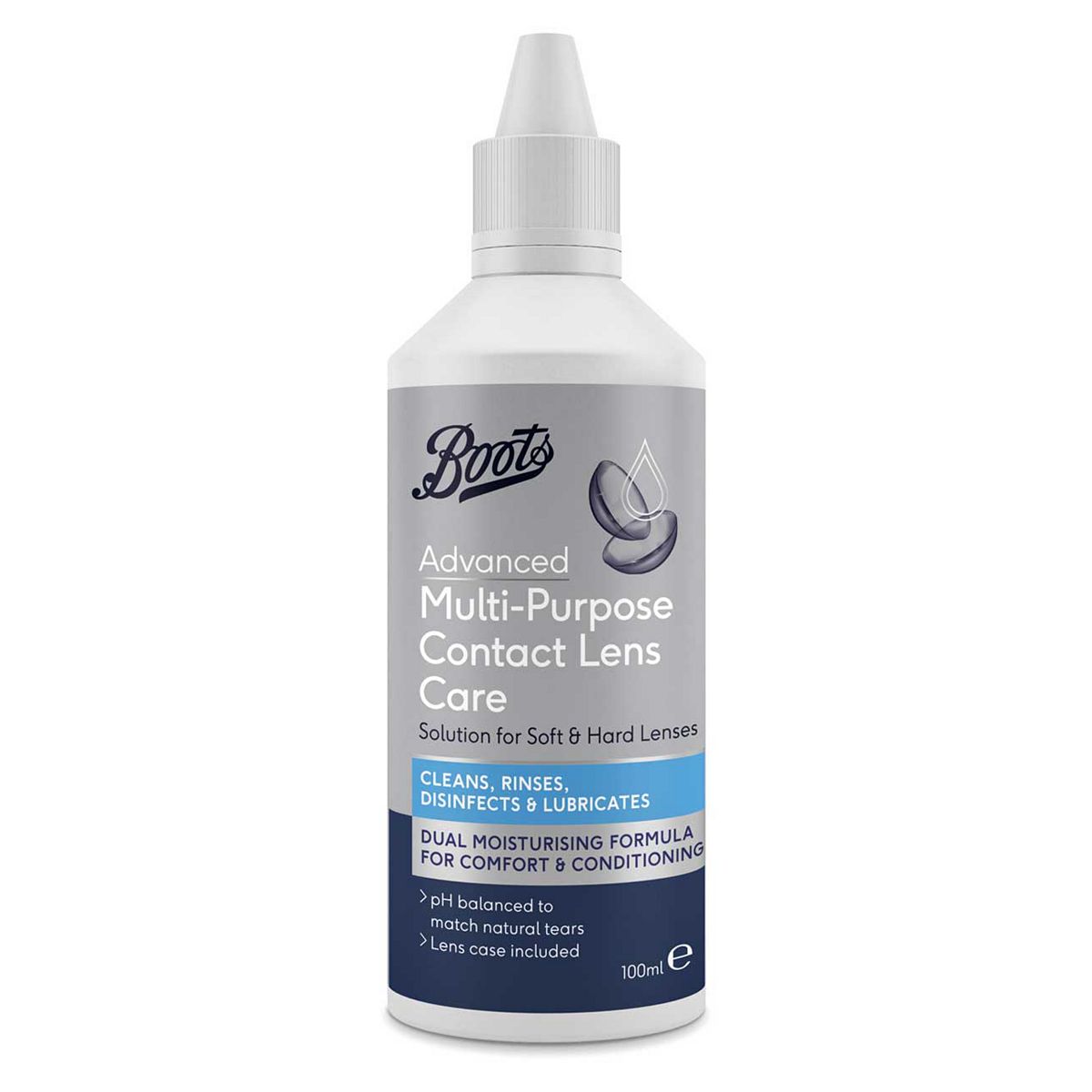Boots Advanced Multi-Purpose Contact Lens Care Solution For Soft & Hard Lenses - 100Ml Travel Pack