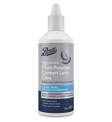 Boots Advanced Multi-Purpose Contact Lens Care Solution For Soft & Hard Lenses - 100ml Travel Pack