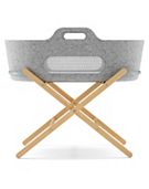SnuzBaskit Light Grey Moses Basket & Natural Stand Set
