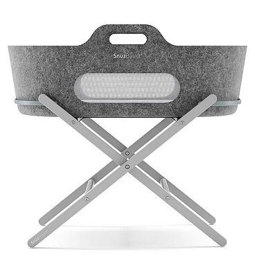 SnuzBaskit Dark Grey Moses Basket & Dove Grey Stand Set