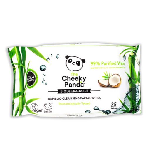 The Cheeky Panda Bamboo Facial Cleansing Wipes Coconut Scented, 25 wipes