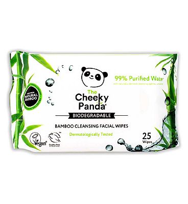 The Cheeky Panda Bamboo Facial Cleansing Wipes Unscented, 25 wipes
