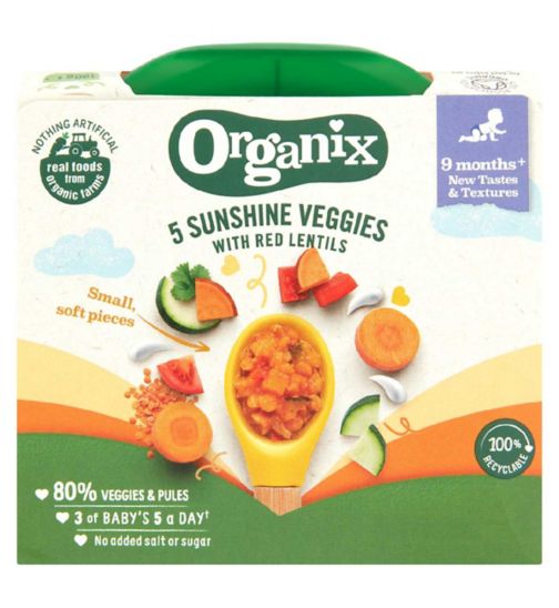 Organix 5 Sunshine Veggies with Red Lentils 190g