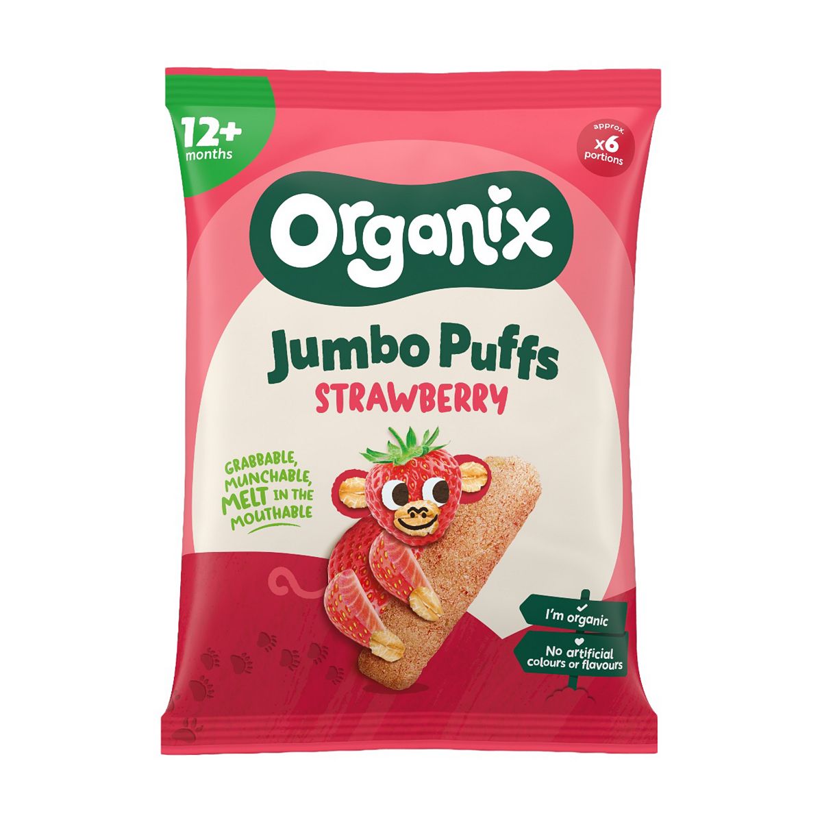 Organix Strawberry Weaning Wands Organic Baby Puffs 25G 6 Months+