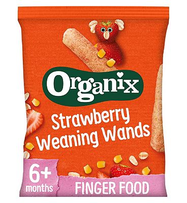 Organix Strawberry Weaning Wands Organic Baby Puffs 25g 6 months+