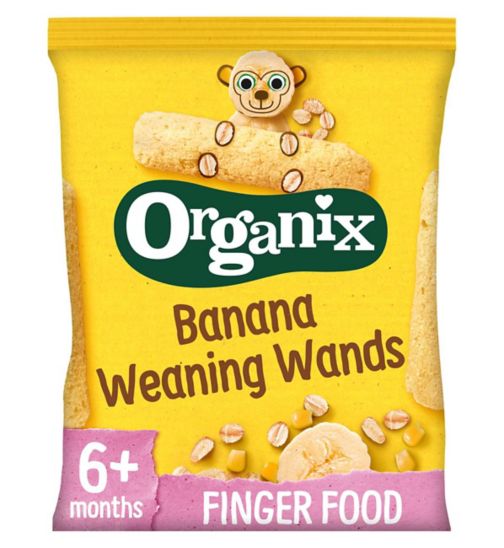 Organix Banana Weaning Wands Organic Baby Puffs 25g 6 months+
