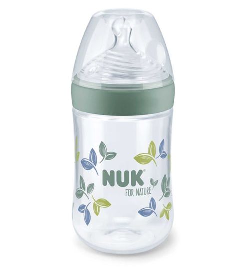 NUK for Nature 260ml Sustainable Baby Bottle, Medium Teat - Green