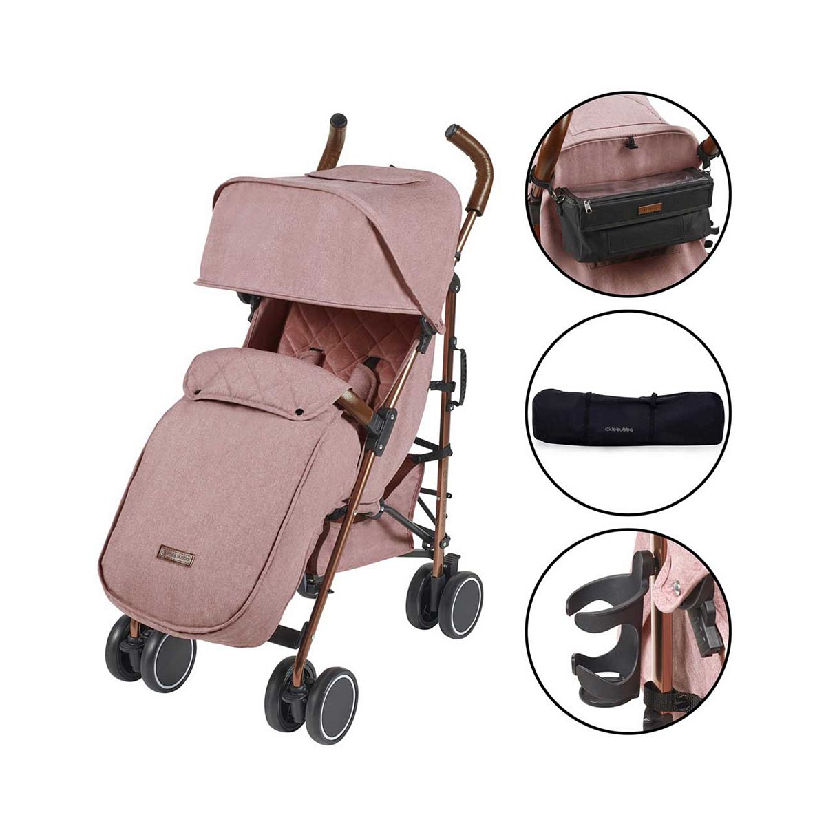 Ickle Bubba Discovery Prime Pushchair - Rose Gold/Dusky Pink/Tan