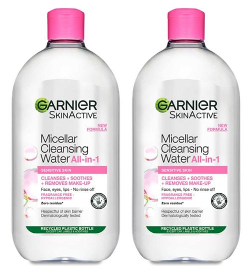 Garnier Micellar Water Facial Cleanser For Sensitive Skin 700ml;Garnier Micellar Water Sensitive Skin 700ml;Garnier XL Micellar Duo Set, contains 2x 700ml Cleansing Soothing Micellar Water