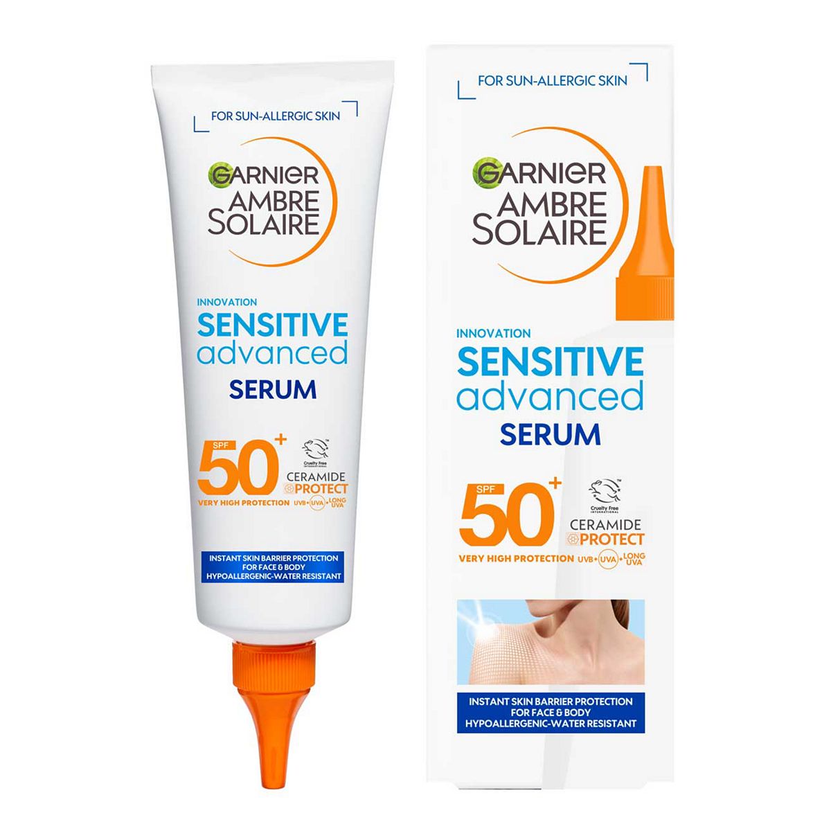 Garnier Ambre Solaire Spf 50+ Sensitive Advanced Sun Cream Face & Body Serum 125ml