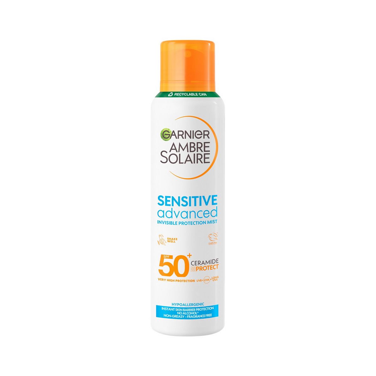 Garnier Ambre Solaire Spf 50+ Sensitive Advanced Dry Mist Sun Cream Spray 150ml