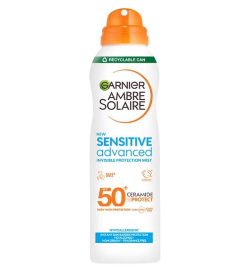 Garnier Ambre Solaire SPF 50+ Sensitive Advanced Dry Mist Sun Spray 150ml
