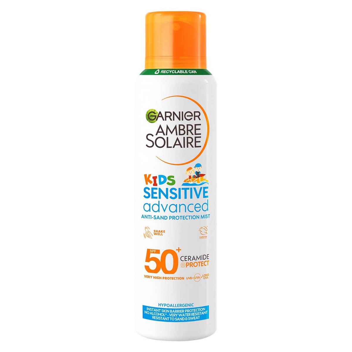 Garnier Ambre Solaire Spf 50+ Sensitive Advanced Sun Cream Kids Anti-Sand Mist 150ml