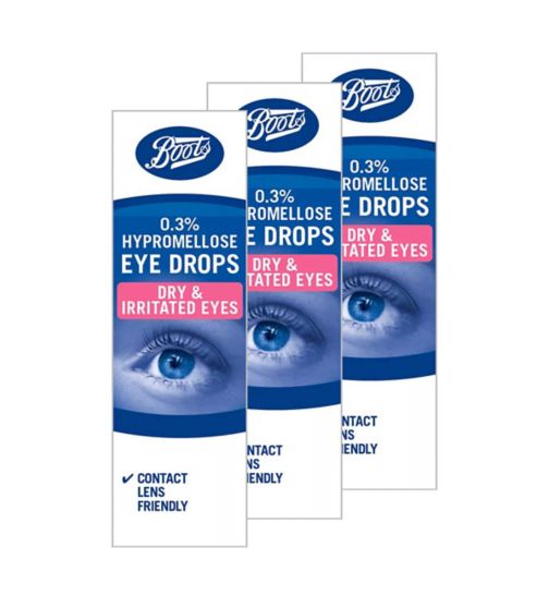 Boots Hypromellose 0.3% Eye Drops - 10ml;Boots Hypromellose 0.3% Eye Drops 10ml;Boots Hypromellose Eye Drop 3 Pack Bundle