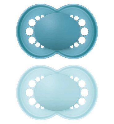 MAM Pure Carbon Neutral Soother 16+ Months Plain Blue - 2 Pack
