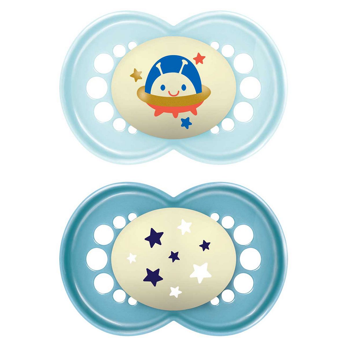 Mam Night Astro 18-36M Months Soother 2 Pack - Blue