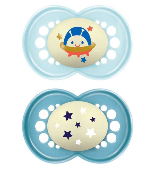 MAM Night Astro 16+ Months Soother 2 Pack - Blue