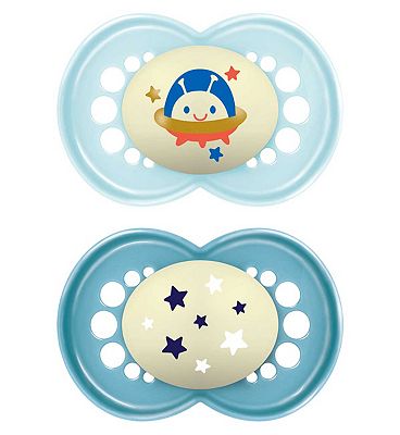 MAM Night Astro 16+ Months Soother 2 Pack - Blue