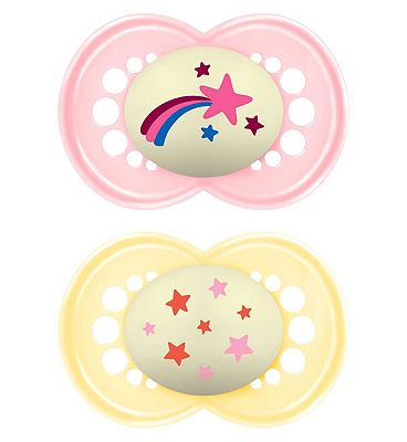 MAM Night Astro 16+ Months Soother 2 Pack - Pink